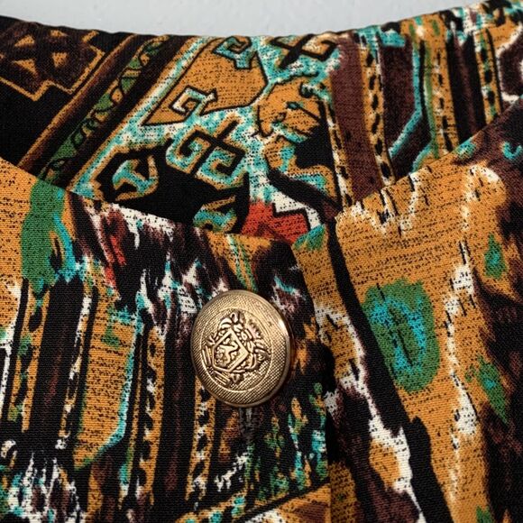 Vintage Womens Plus Size 3XL Blouse Bohemian Aztec Earthy Artsy Tribal Ethnic - Picture 5 of 8